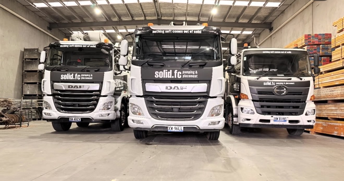 Solid FC Pumping fleet lineup in warehouse