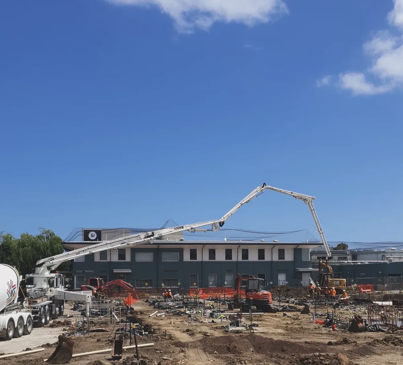 Solid FC commercial concrete pour wide shot